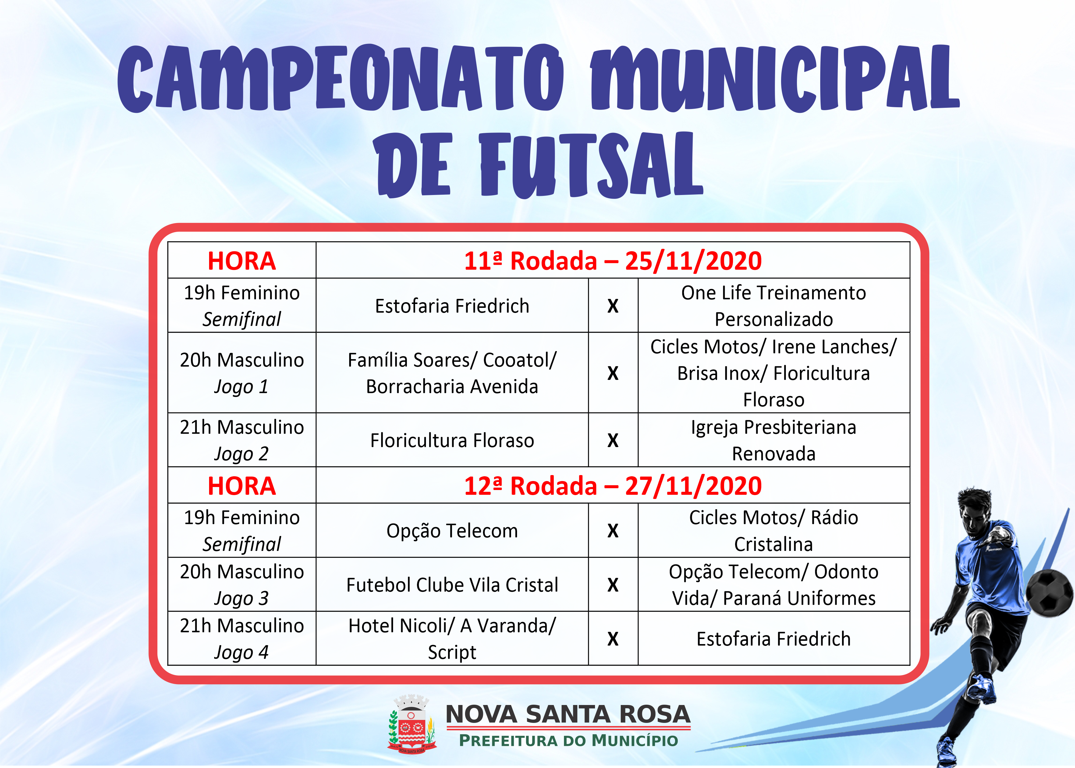 Hoje é dia de jogo pela XXV Copa Municipal de Futebol