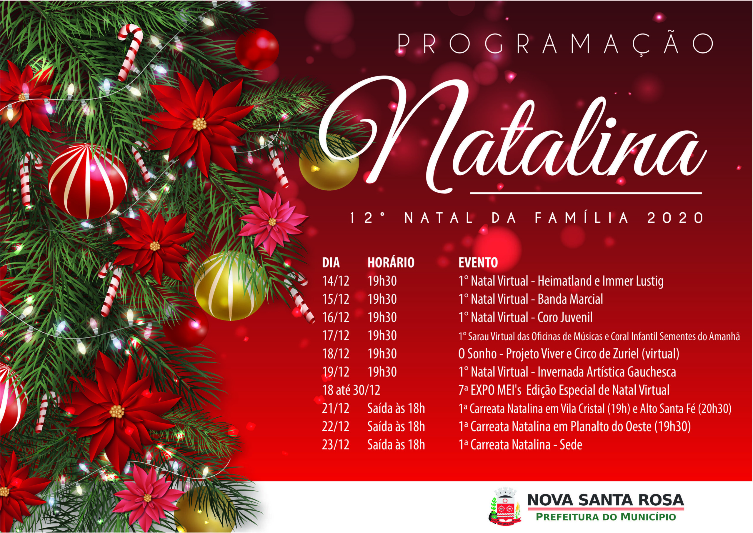 12° Natal da Família 2020 tem programação definida | Prefeitura de Nova  Santa Rosa