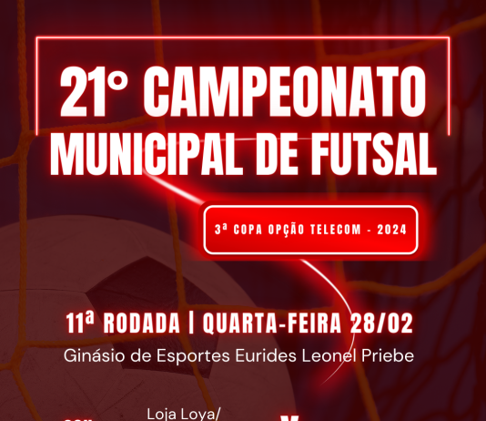 11ª Rodada do Campeonato Municipal de Futsal acontece hoje (28)