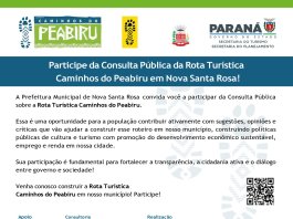 Segue até quinta-feira (30) a Consulta Pública para a construção do roteiro turístico de Nova Santa Rosa