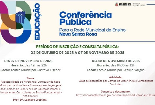 Comunidade nova-santa-rosense é convidada a debater o Referencial Curricular durante Conferência Municipal da Educação