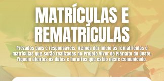 Matrículas e rematrículas do Projeto Viver de Planalto do Oeste acontecem nos dias 27 e 28 de novembro