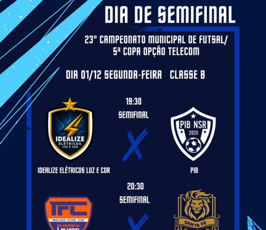 Semifinais da Classe B movimentam o 23º Campeonato Municipal de Futsal nesta segunda-feira (1º)