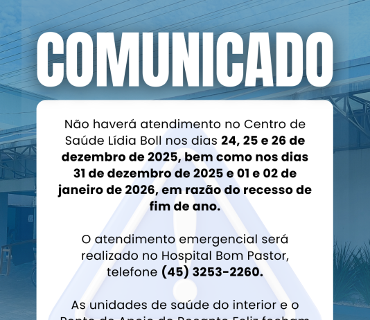 Secretaria de Saúde divulga alterações no atendimento das unidades de saúde durante o recesso de fim de ano