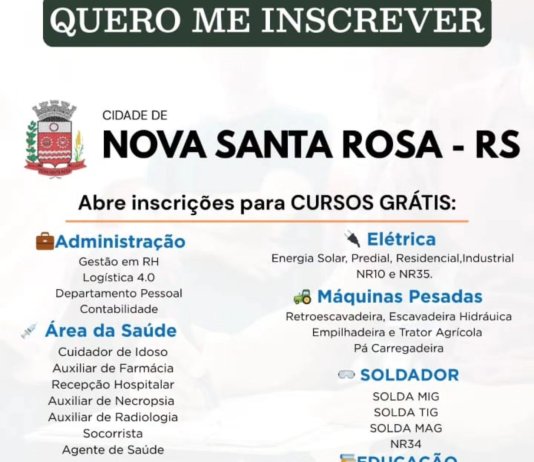 Prefeitura de Nova Santa Rosa esclarece sobre divulgação de cursos supostamente gratuitos