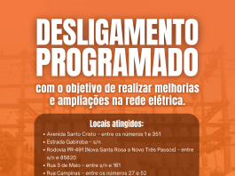 Desligamento programado de energia afetará 92 unidades consumidoras em Nova Santa Rosa nesta terça-feira (24)