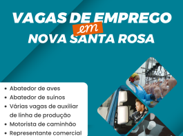 Mercado de trabalho tem novas oportunidades em Nova Santa Rosa