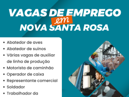 Novas oportunidades de trabalho estão disponíveis em Nova Santa Rosa nesta segunda-feira (08)