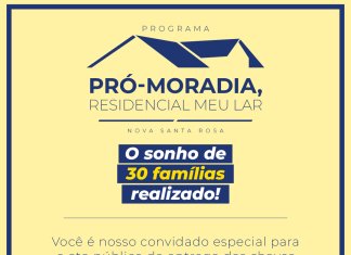 Entrega das chaves de 30 moradias do Programa Pró-Moradia será neste sábado (1º) em Nova Santa Rosa