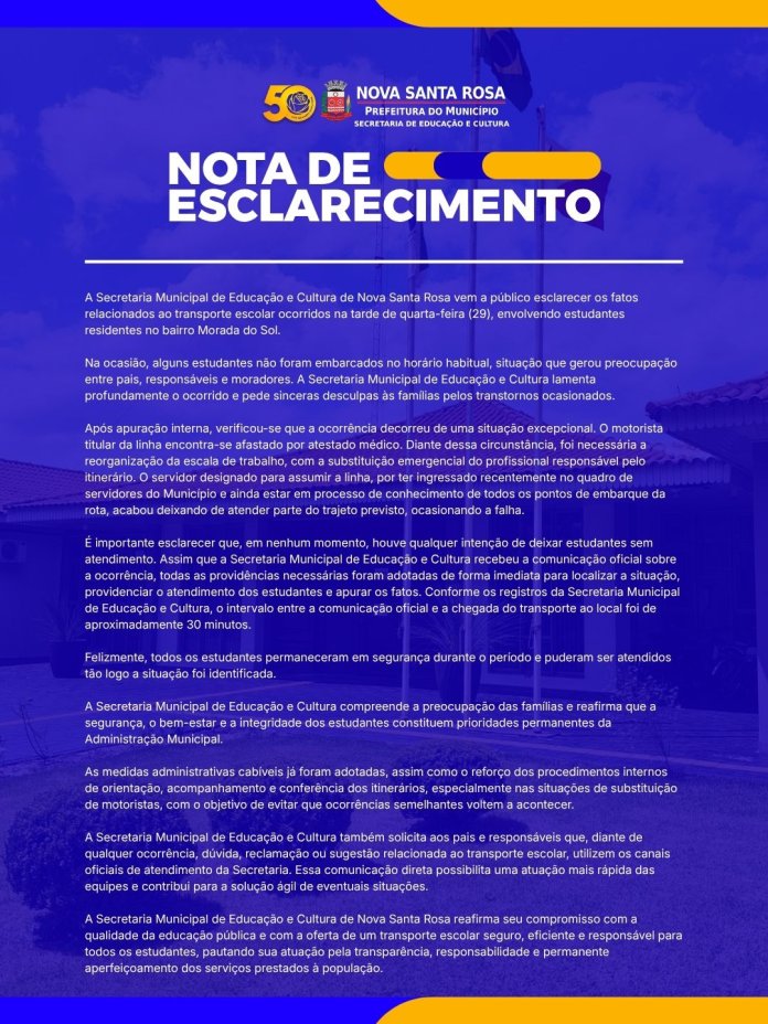 NOTA DE ESCLARECIMENTO