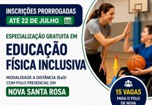 UEL prorroga inscrições para especialização gratuita em Educação Física Inclusiva com polo em Nova Santa Rosa
