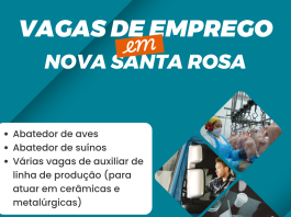 Agência do Trabalhador divulga novas vagas de emprego em Nova Santa Rosa