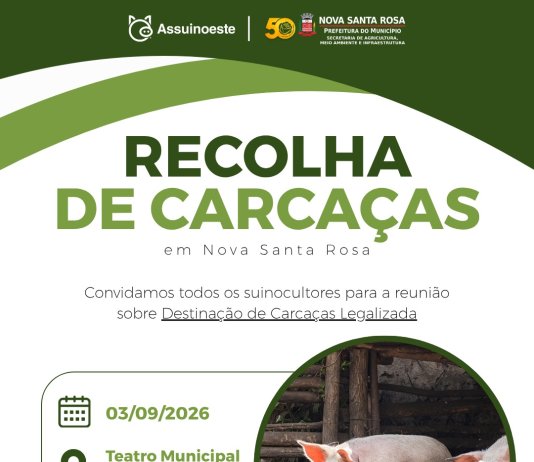 Suinocultores de Nova Santa Rosa são convidados para reunião sobre destinação de carcaças